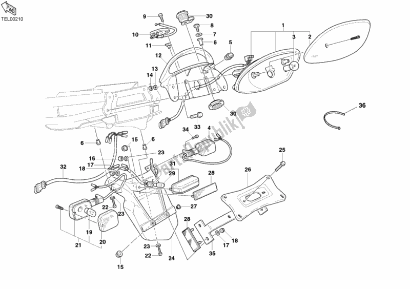 Alle onderdelen voor de Achterlicht van de Ducati Supersport 800 SS USA 2007